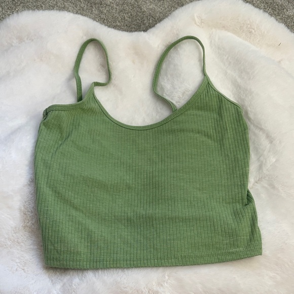 Green Ribbed Women's Top - Picture 1 of 1